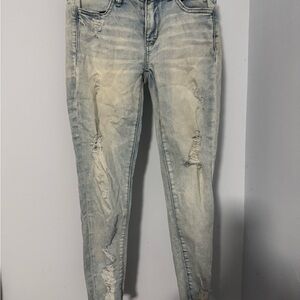 American Eagle Outfitters Blue Jeggings with Distressed Details